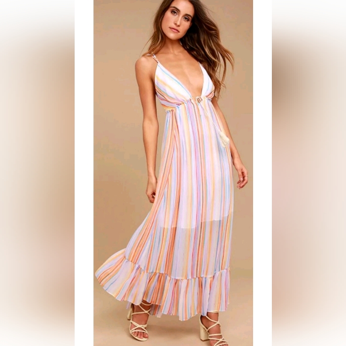 Free People Maxi Dress Size Sp Stripes, Lightweight